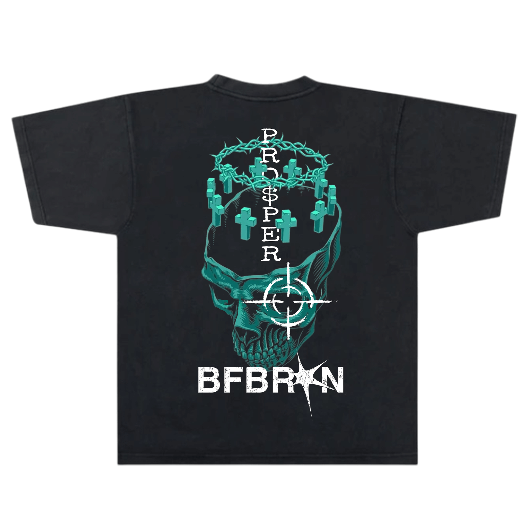 Prosper Tee (Black) featuring unique skull graphic and oversized fit by BFBRKN, designed in Los Angeles.